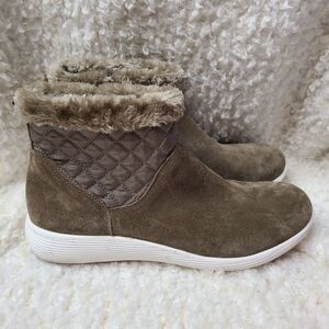 Lauren Blakwell Quilted Suede Faux Fur‎ Ankle Boots